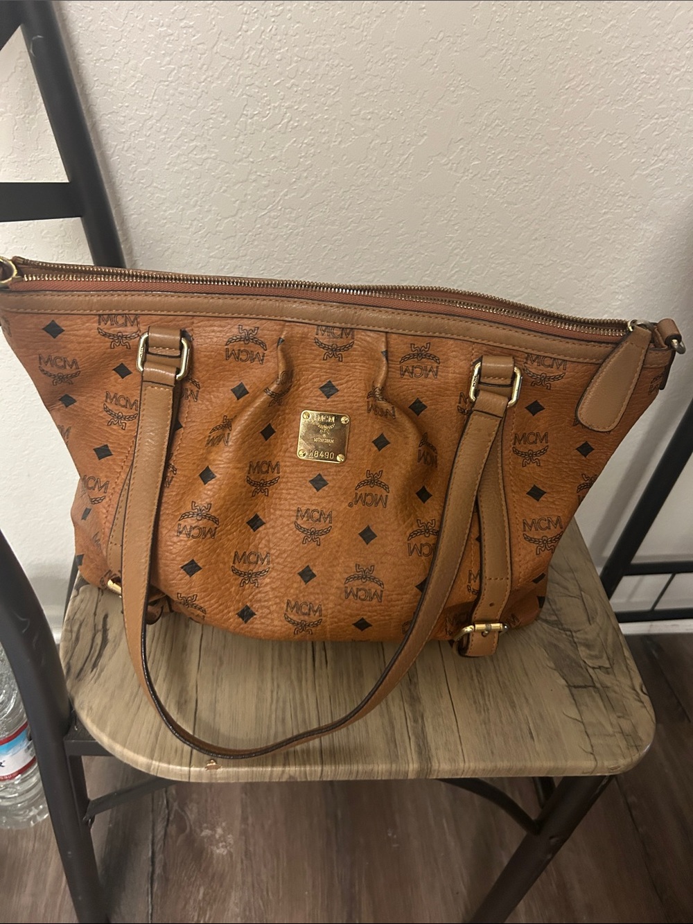 MCM Cognac Visetos Logo Convertible Shoulder Bag - Picture 4 of 10